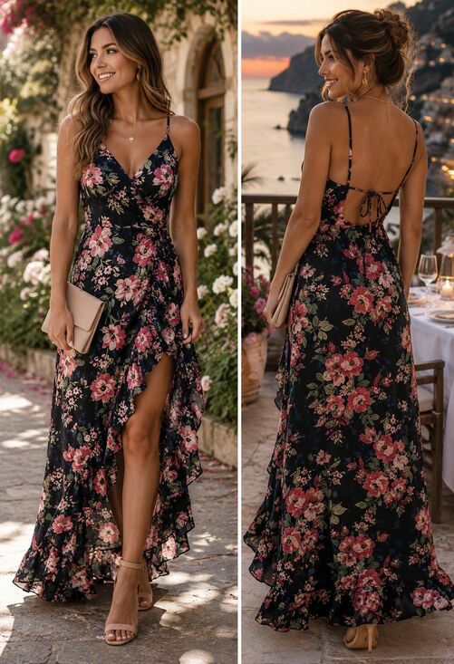 Dress Forum Dresses & Skirts - Dress Forum Women M Floral High Low Maxi Dress Romantic Cottagecore Coquette